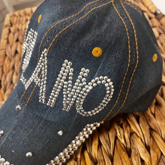 Stylish  Rhinestone studded blue jean Milano hat - Picture 9 of 10